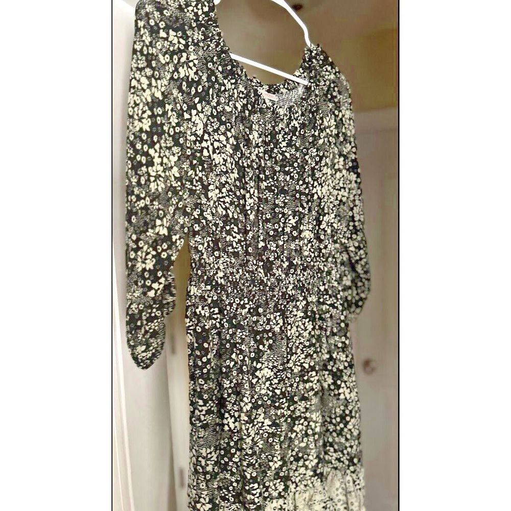 Knox Rose Womens Dress Size Small Floral Black Boho Long Sleeve Flowy